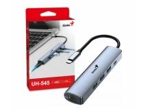 Hub Genius USB-C a USB-A, USB-C y RJ-45