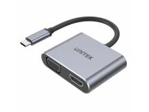 HUB USB-C Unitek 4 en 1 Dual Display, PD 100w